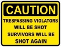 Survivors Will Be Shot Again Funny Warning Sticker Set