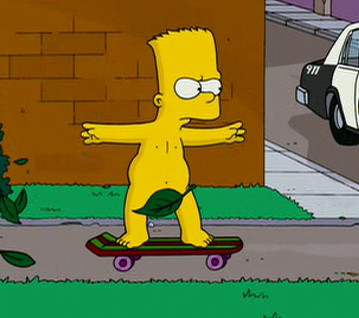 Bart Naked Skateboard Decal 2