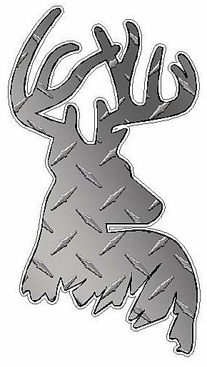 Deer Head Decal 44 - Daimondplate Silver
