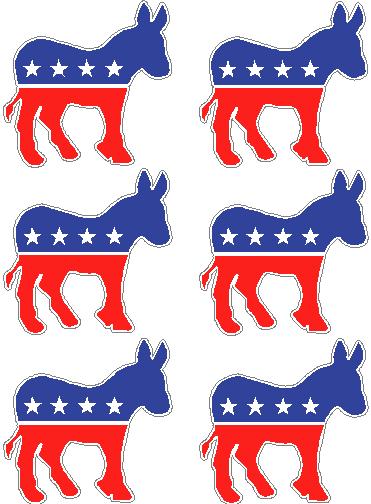 Democrate Donkey Stickers - 6 total