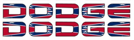 Dodge TEXT Logo - FILLS rebel flag PAIR