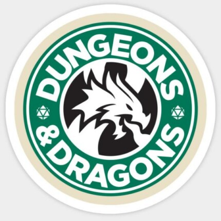 Dungeons & Dragons Starbucks Parody Mashup Sticker