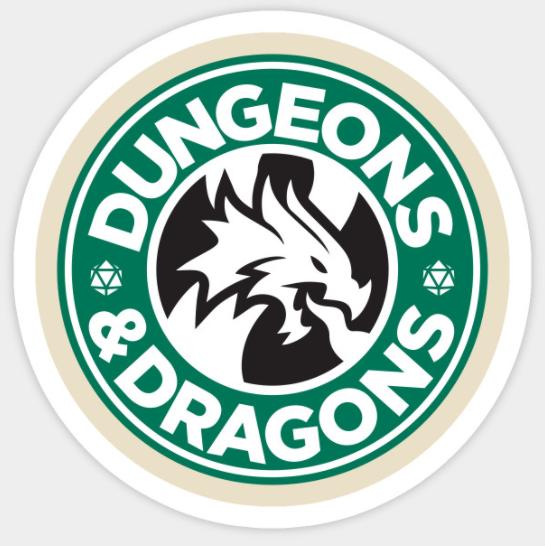 Dungeons & Dragons Starbucks Parody Mashup Sticker - Pro Sport Stickers