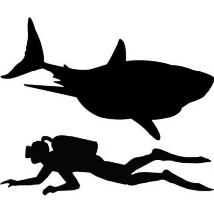 Funny Shark and Diver Sticker