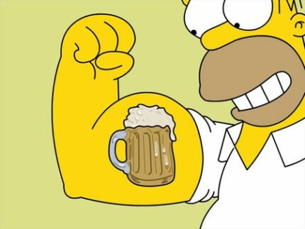 Homer Flexing Beer Muscle