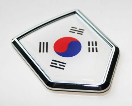Korea Korean Flag Crest Decal Car Chrome Emblem Sticker