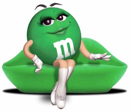 m&m sexy green lady sticker