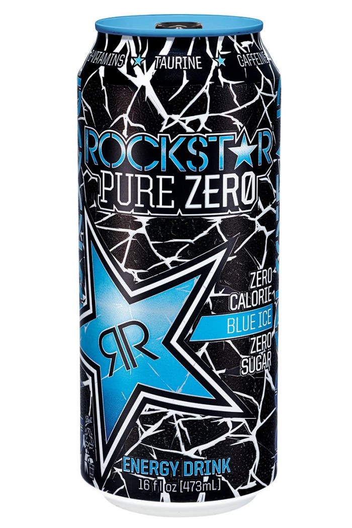Rockstar PURE ZERO BLUE ICE energy drink can shaped sticker Pro Sport