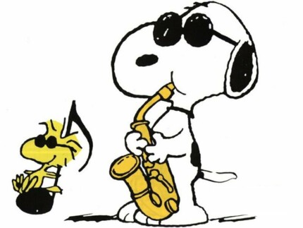 Snoopy and Woodstock SAX Sticker