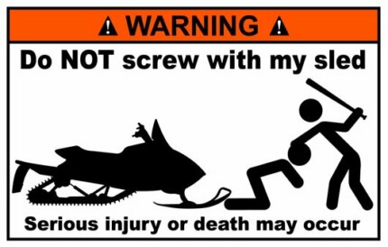 Snow Mobile Funny Warning Sticker 3