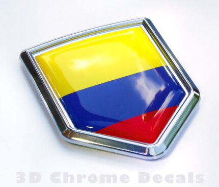 Colombia Flag Crest Colombian Emblem Chrome Car Decal Sticker