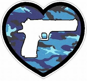 HAND GUN IN HEART FILLS camo blue