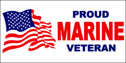 Proud Service MARINE Veteran Rectangular Full Color Bumper Sticker