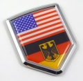 USA Germany Flags 3D Shield Emblem Domed Sticker