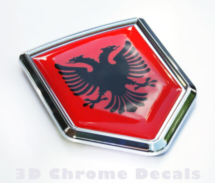 Albania Flag Car Chrome Emblem 3D Decal Sticker