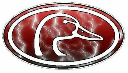 Duck Hunting Oval Decal 66 - Lightning Red