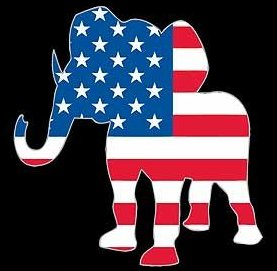 republican party-ELEPHANT FLAG STICKER