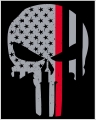 Thin Red Line Skull USA Firefighter Flag STICKER