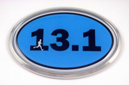 13.1 Blue Running Oval 3D Chrome Car Emblem