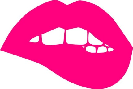 biting lips die cut decal for girls