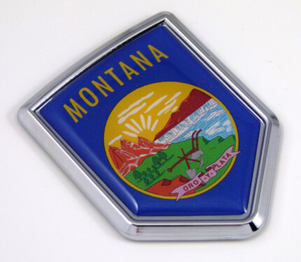 montana US state flag domed chrome emblem car badge decal