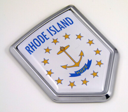Rhode Island US state flag domed chrome emblem car badge decal