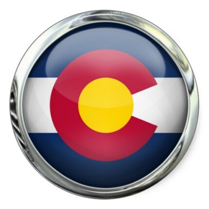 round colorado state flag emblem looking sticker