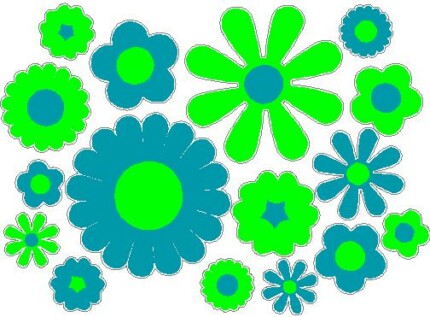 scooby flower multi color stickers TEAL