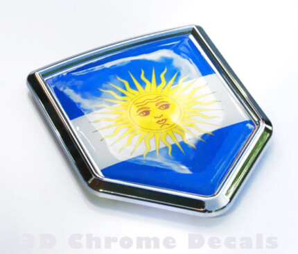 Argentina Flag Crest Car Chrome Emblem 3D Decal Sticker