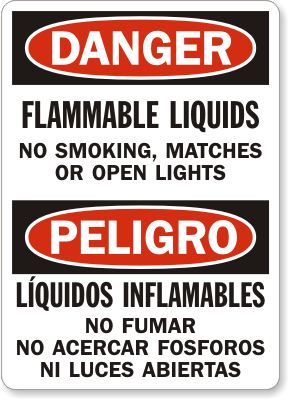 Bilingual No Smoking Danger Sign
