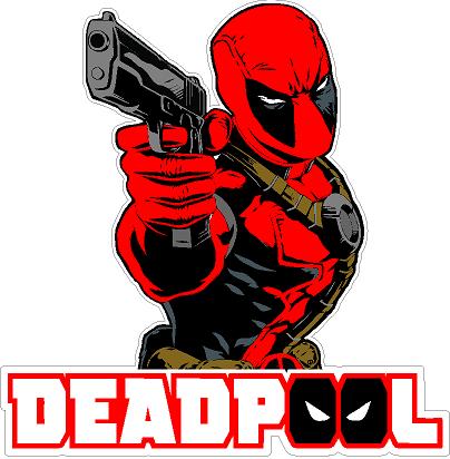 Deadpool with Gun Sticker