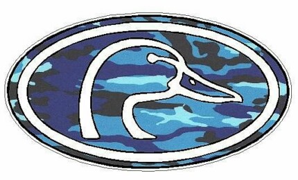 Duck Hunting Oval Decal 66 - Camo Blue