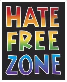 hate free zone black background sticker