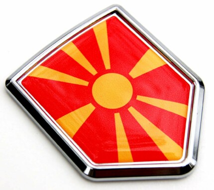 Macedonia Flag Crest Decal Car Chrome Emblem Sticker