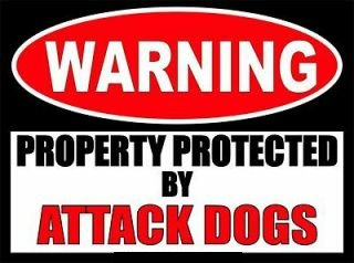 Property Protected by Attack Dogs Funny Warning Sticker Set