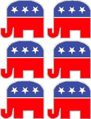 Republican Elephant Stickers - 6 total