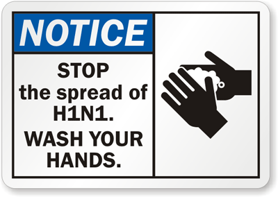 Stop Swine Flu Wash Hands Sign 2
