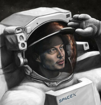 elon in spacex suit drawing sticker