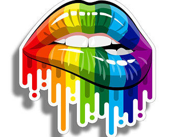 gay pride dripping lips sticker
