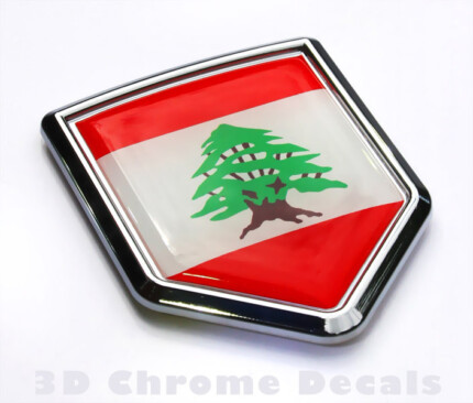 Lebanon Flag Crest Lebanese Emblem Chrome Car Decal Sticker