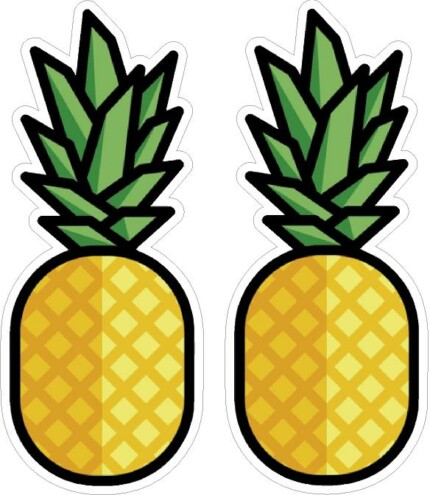 Pineapple stickers food stickers PAIR