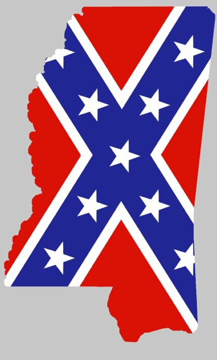 Rebel Flag Mississippi shaped sticker