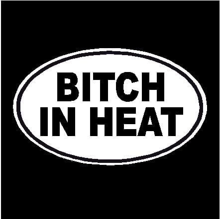 Bitch In Heat Oval Decal