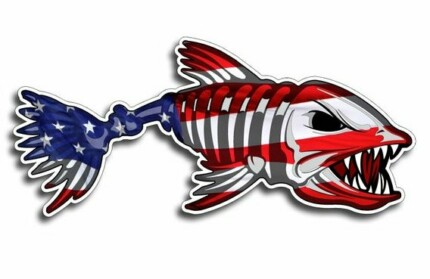 BONE FISH USA FLAG FILL sticker