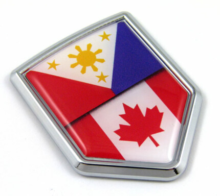Canada Philippine Flag Crest 3D Adhesice Chrome Auto Emblem