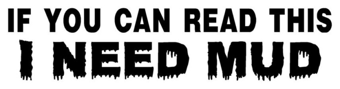 If You Can Read This I Need Mud Vinyl Car Decal