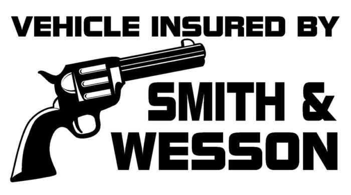 Insured by Smith & Wesson Adhesive Vinyl Decal