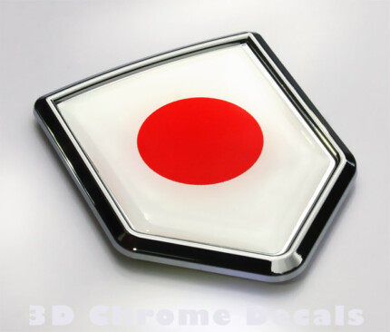 Japan Flag Crest Japanese Emblem Chrome Car Decal Sticker