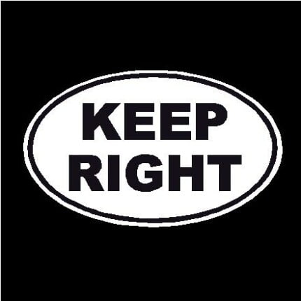 Keep Right Oval Decal