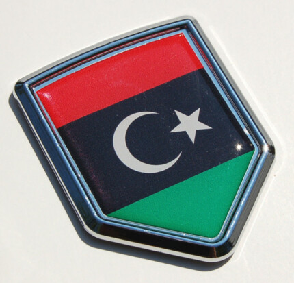 Libya Flag Crest Libyan Decal Car Chrome Emblem Sticker